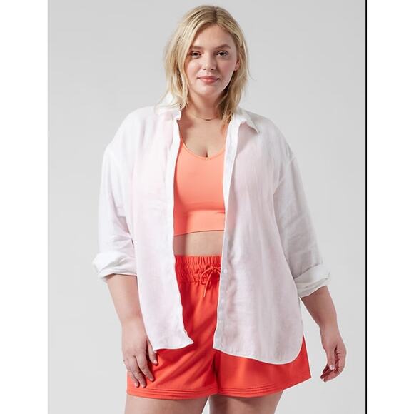 Athleta Playa Linen Shirt Button Down Long Sleeve Size 2X Lagenlook Beachy - Picture 1 of 7